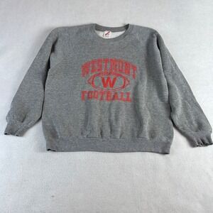 Vintage Jerzees Westmont Football Sweatshirt Men's XL Gray Made in USA Raglan